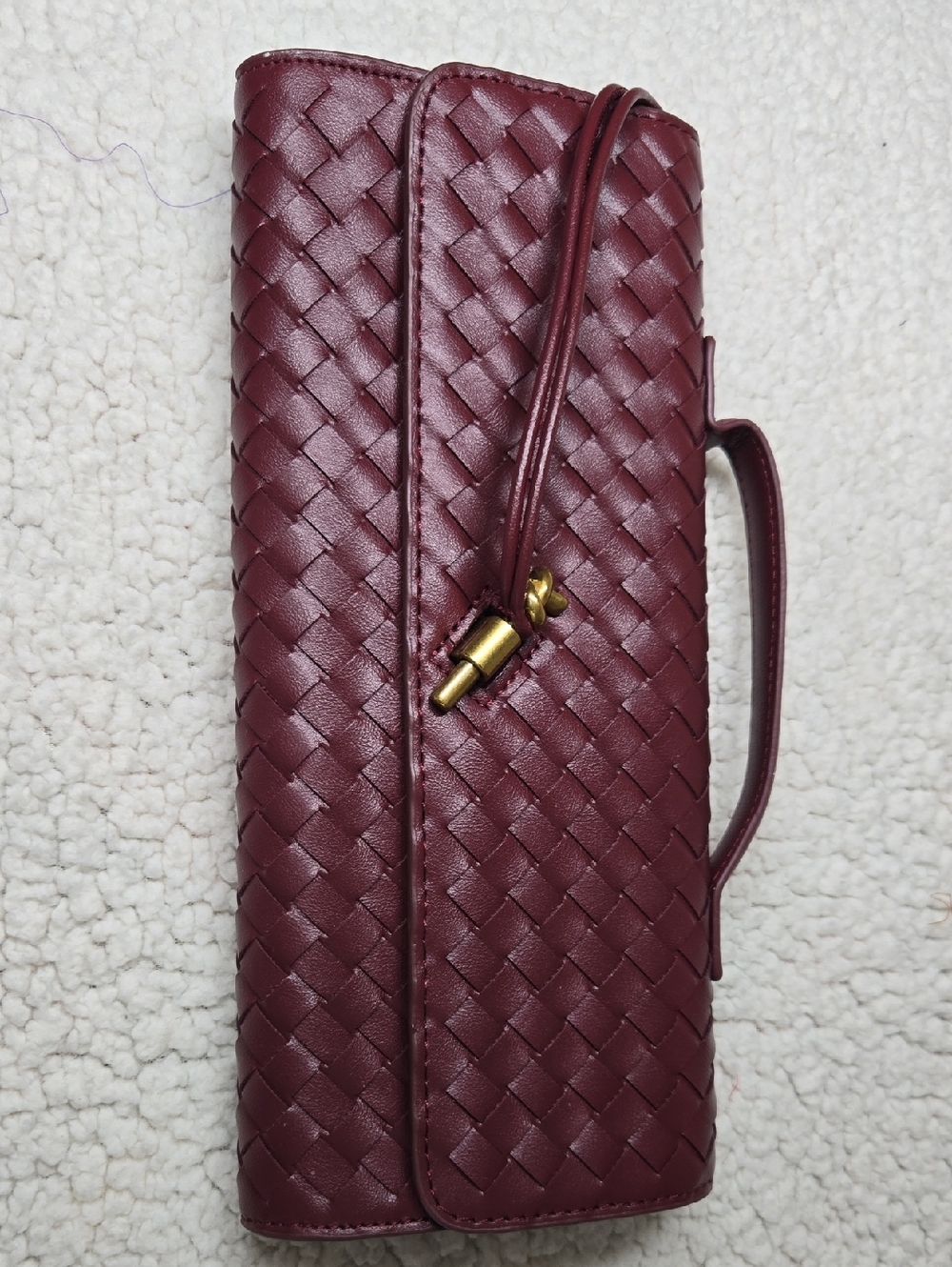 Rich Wine Faux Leather Handbag Interior with Zipper Pocket